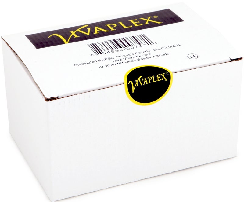 Vivaplex, 24, Amber, 10 ml (1/3 oz) Glass Bottles, with Lids - Image 2